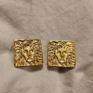 Anne Klein Gold-Tone Textured Square Clip-On Earrings